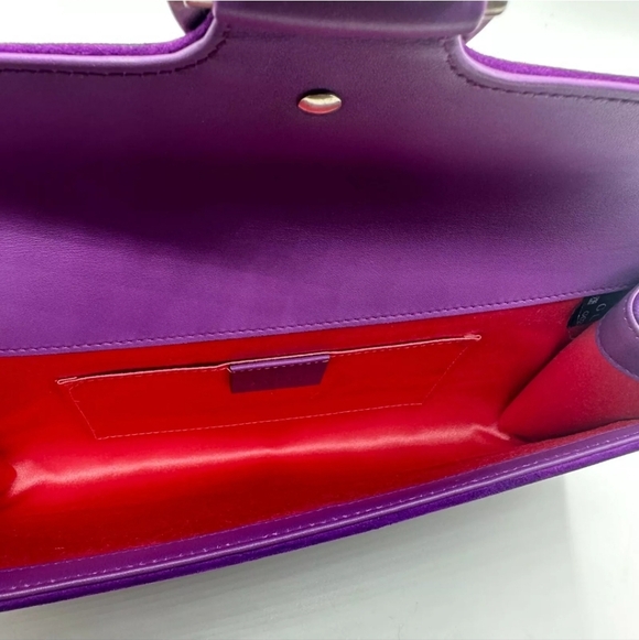 GUCCI Large Dionysus Loved Purple Suede Pearl Clutch, Rare! - Picture 9 of 13